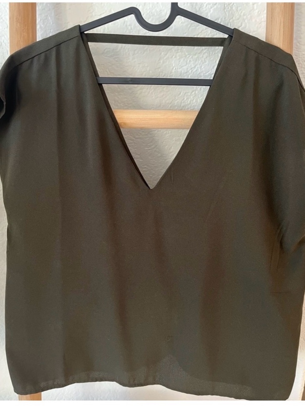 Olive V-Neck Women's Top - Classic Pullover Blouse